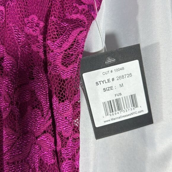 MARINA SQUARE NECK LACE MAXI DRESS FUCHSIA MEDIUM NWT - Picture 6 of 7